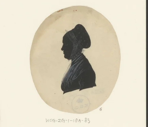 Silhouetportret van een onbekende oude vrouw met muts by anonymous, drawing, 1775-1849