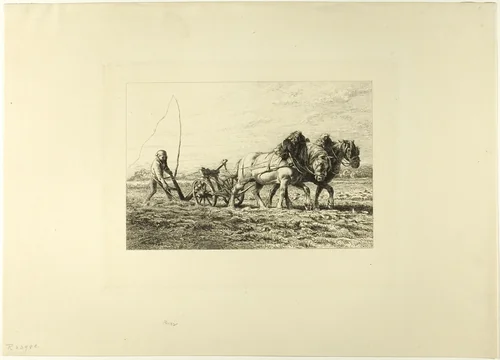 Plowing by Charles-Émile Jacque, print, 1860-1870