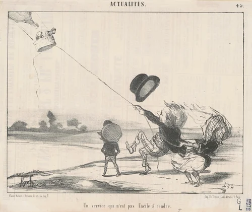 Un service ... pas facile a rendre by Honoré Daumier, print, 1852