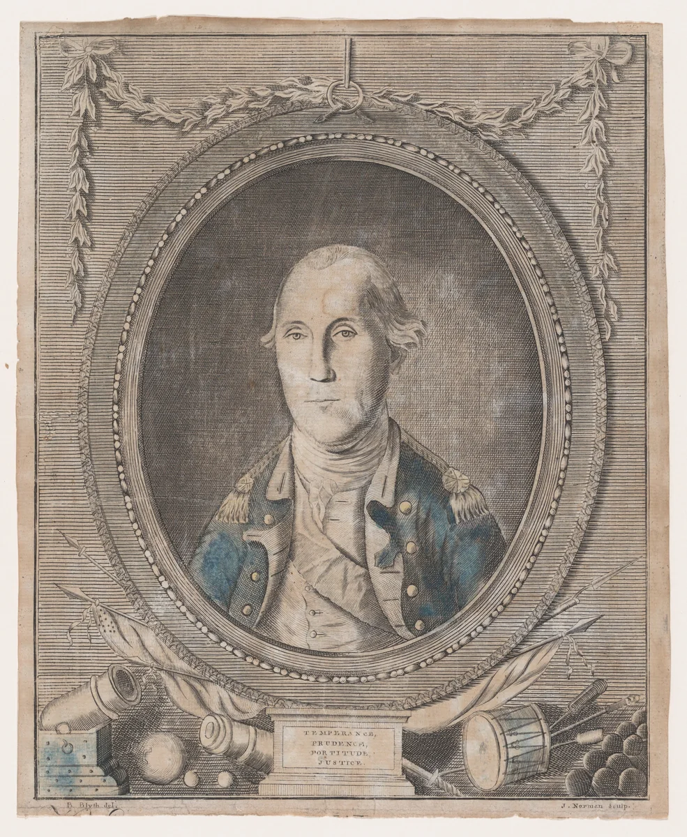 His Excellency George Washington, Esq-r., General and Commander in Chief of the Allied Armies, Supporting the Independence of America by John Norman, print, 1782