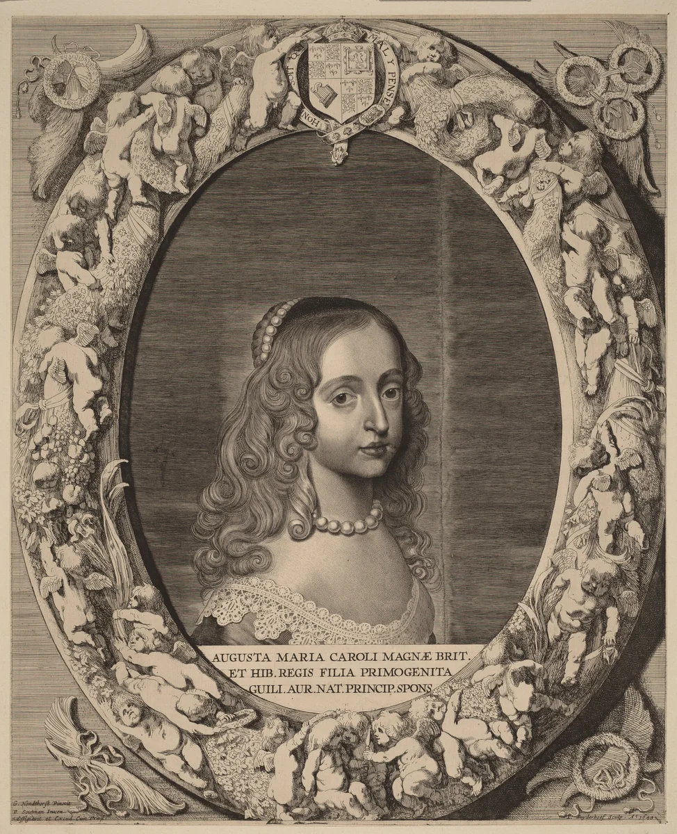 Mary I Stuart by Jonas Suyderhoff; Pieter Claesz Soutman; Gerrit van Honthorst, print, 1643