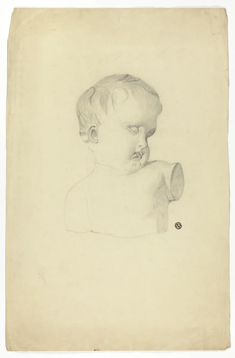 Fragment of Bust of Child by Unknown Artist, drawing, 1800-1899
