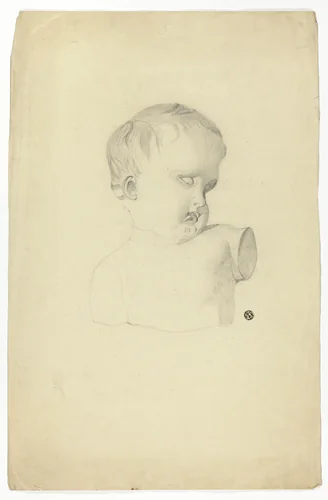 Fragment of Bust of Child by Unknown Artist, drawing, 1800-1899
