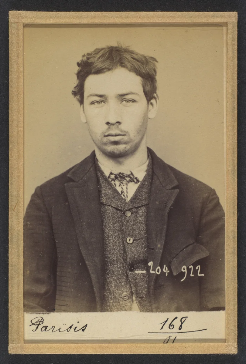 Parisis. Charles. 20 ans, né à Aubervilliers (Seine). Tailleur d'habits. Outrages anarchistes. 10/7/93. by Alphonse Bertillon, photograph, 1893