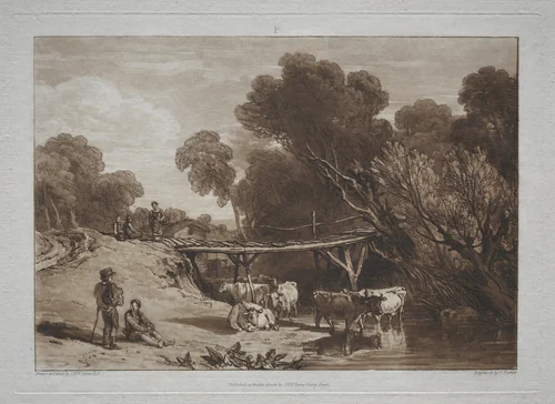 Liber Studiorum: The Bridge and Cows by Joseph Turner, print