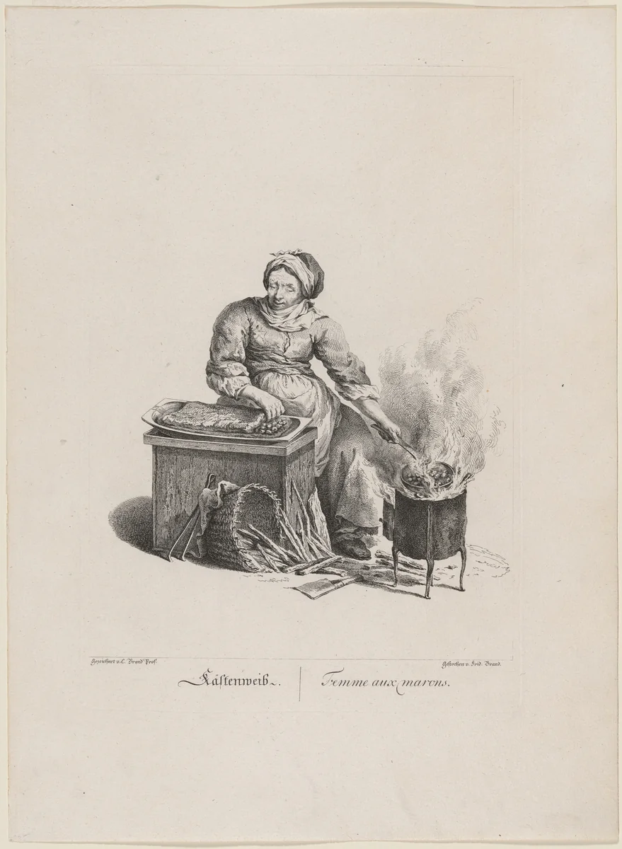 Cästenweib (Chestnut Seller) by Friedrich August Brand; Johann Christian Brand, print, 1775