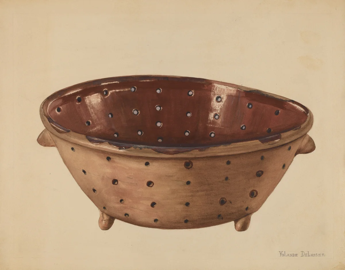 Colander by Yolande Delasser, index of american design, 1936