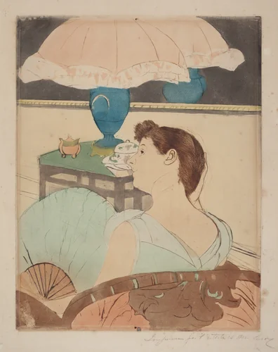 The Lamp by Mary Cassatt, print, 1890-1891