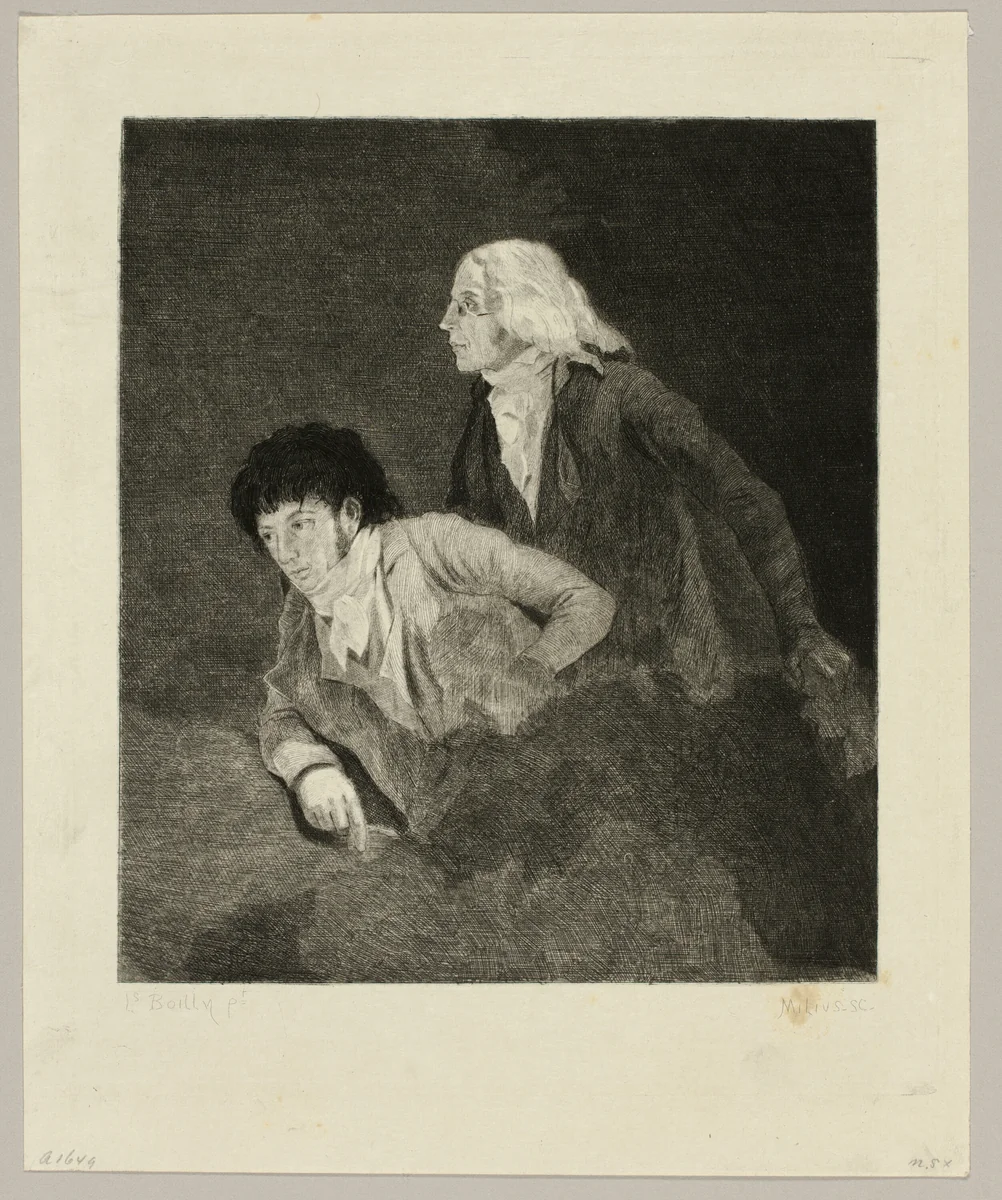 Portraits of Isabey and Taunay by Felix Milius, print, 1863-1894