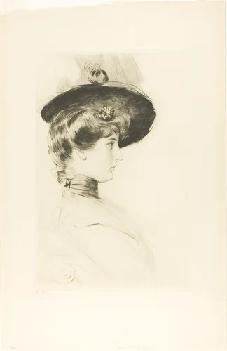 Portrait of a Woman Wearing a Hat (Madame Letellier) by Paul César Helleu, print, 1894-1904