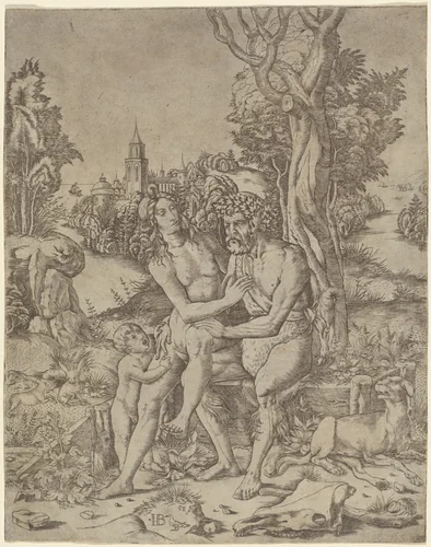 Faun Family by Giovanni Battista Palumba, print, 1507