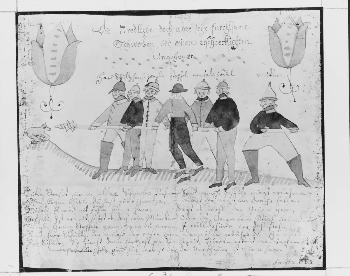 Drawing of a Hunt by Friederich Krebs, artwork, 1800-1830