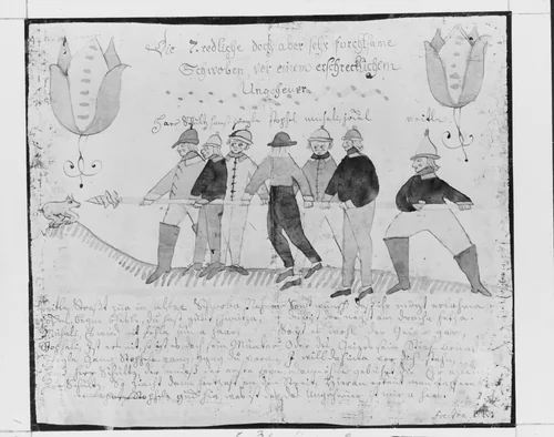 Drawing of a Hunt by Friederich Krebs, artwork, 1800-1830