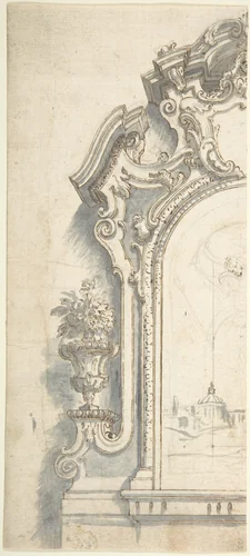 Design for Left Side of an Altarpiece Frame by anonymous, drawing, 1700-1780