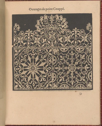 Les Singuliers et Nouveaux Portraicts... page 13 (recto) by Federico de Vinciolo, book, 1588