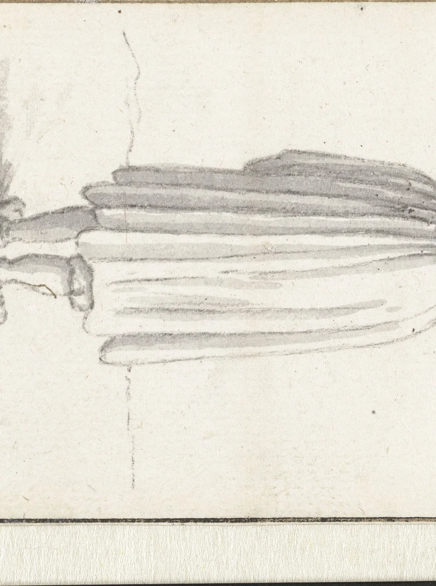 Staande man, op de rug gezien by Herman Saftleven, drawing, 1619-1685