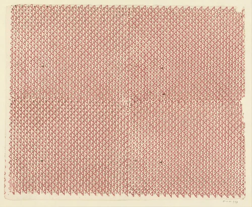 Blad met regelmatig patroon van driehoeken met stippen en bloemmotief by anonymous, print, 1750-1950