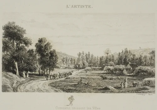 How Cities are Born (Wedding in the Village) by Charles-François Daubigny, print, 1840