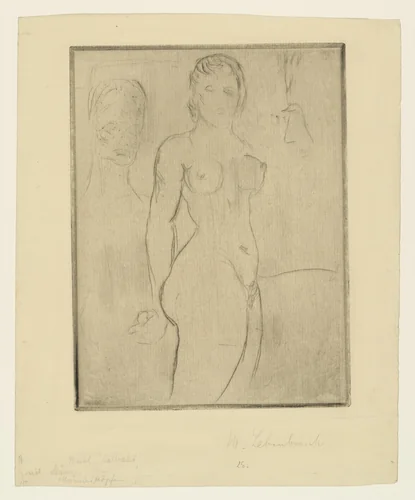 Female Nude with Male Heads (Weiblicher Akt mit Männerköpfen) by Wilhelm Lehmbruck, print, 1912