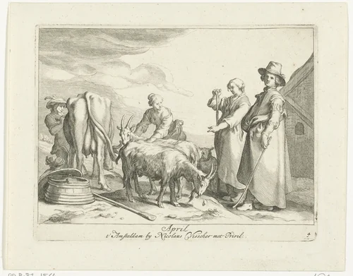 De maand april by Frederick Bloemaert, print, 1635-1670