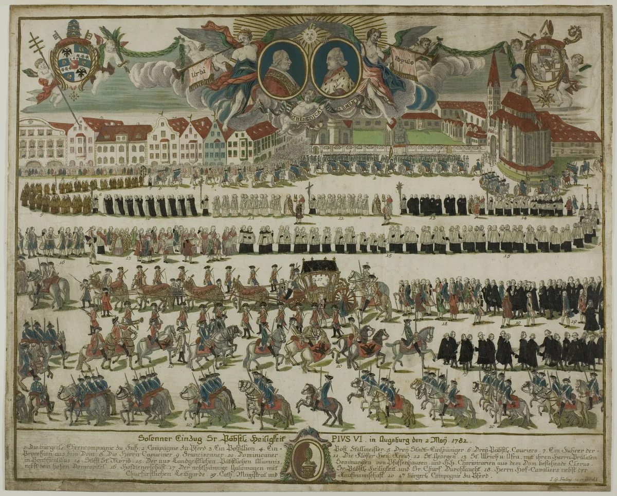 Pageant in Honor of Pope Pius VI by J. G. Freling, print, 1782-1783