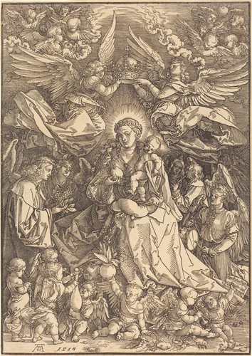 The Virgin Surrounded by Many Angels by Albrecht Dürer, print, 1518