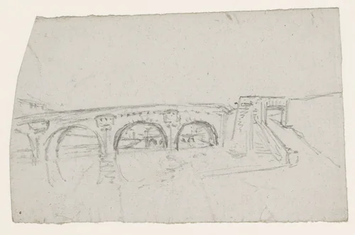 Seine-brug by Georges Michel, drawing, 1773-1843