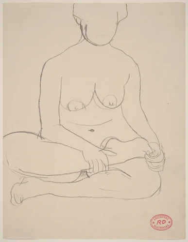 Untitled [female nude sitting cross-legged] by Richard Diebenkorn, drawing, 1955-1967