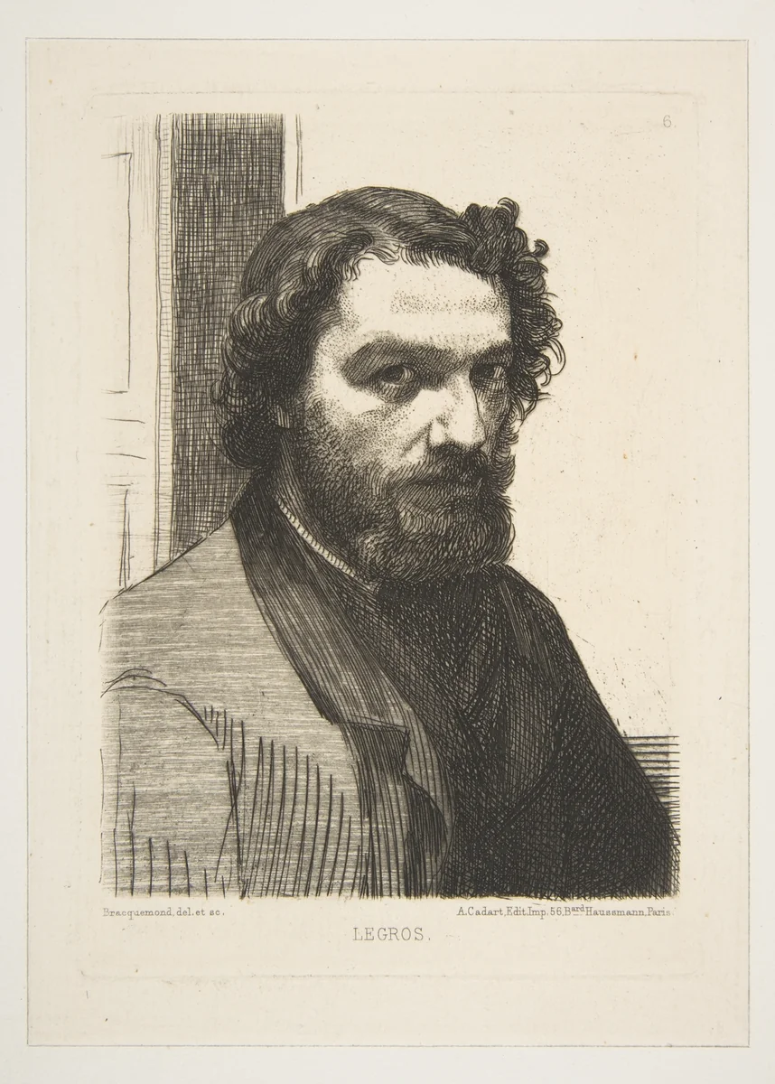 Portrait of Alphonse Legros by Félix Bracquemond, print, 1861-1875