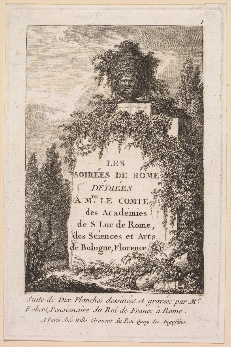 Title Page by Hubert Robert, print, 1763-1764