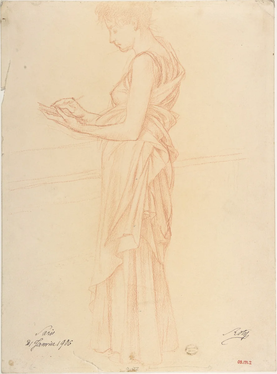 Study of a Woman by Louis-Oscar Roty, drawing, 1906