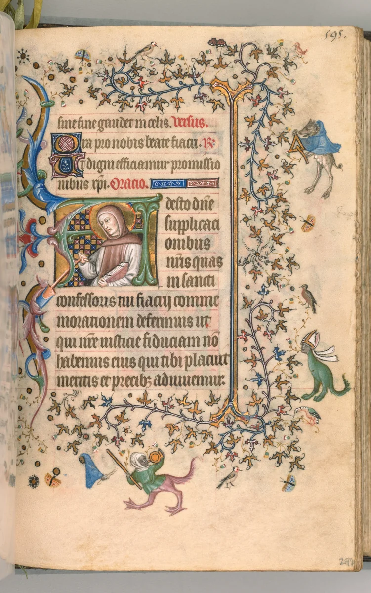Hours of Charles the Noble, King of Navarre (1361-1425): fol. 292r, St. Fiacre by Master of the Brussels Initials and Associates, book, 1400-1410