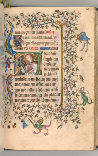 Hours of Charles the Noble, King of Navarre (1361-1425): fol. 292r, St. Fiacre by Master of the Brussels Initials and Associates, book, 1400-1410