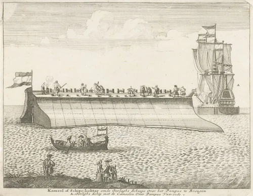 Kameel of scheepslichter by anonymous, print, 1690
