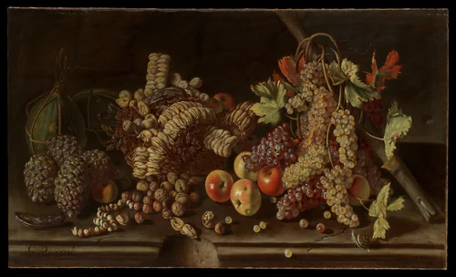 Still Life of Fruit and Nuts by Giuseppe Ruoppolo, painting, 1660-1669