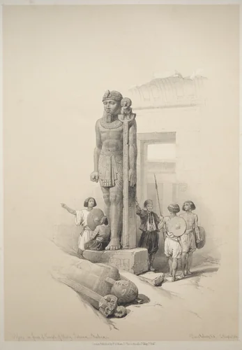 Egypt and Nubia: Volume II - No. 7, Colossi at Wady Saboua by Louis Haghe, print, 1838