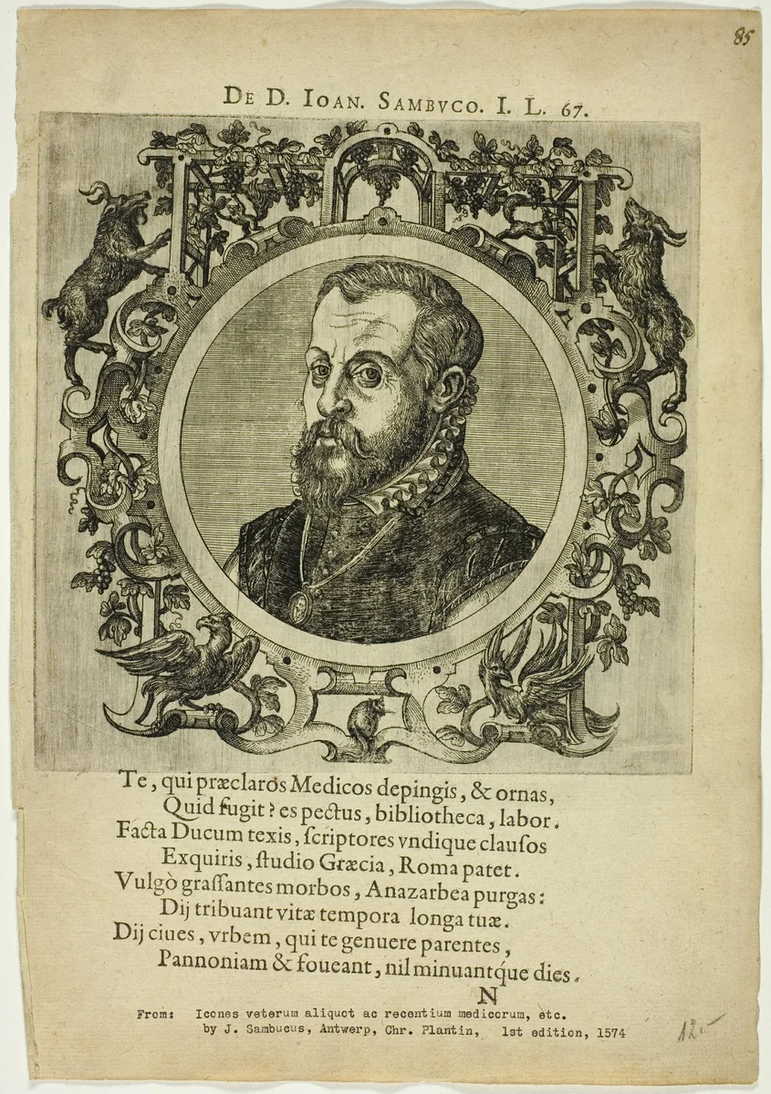 Portrait of Dr. Joan Sambuco by Unknown Artist, print, 1574