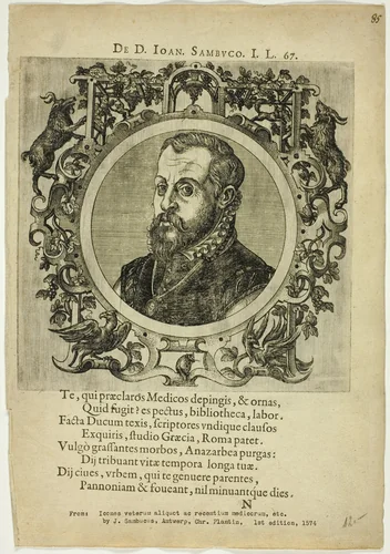 Portrait of Dr. Joan Sambuco by Unknown Artist, print, 1574