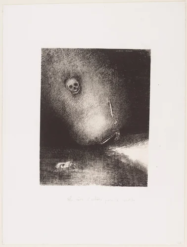 The Dream Is Realized by Death (Le rêve s'achève par la mort) by Odilon Redon, print, 1887