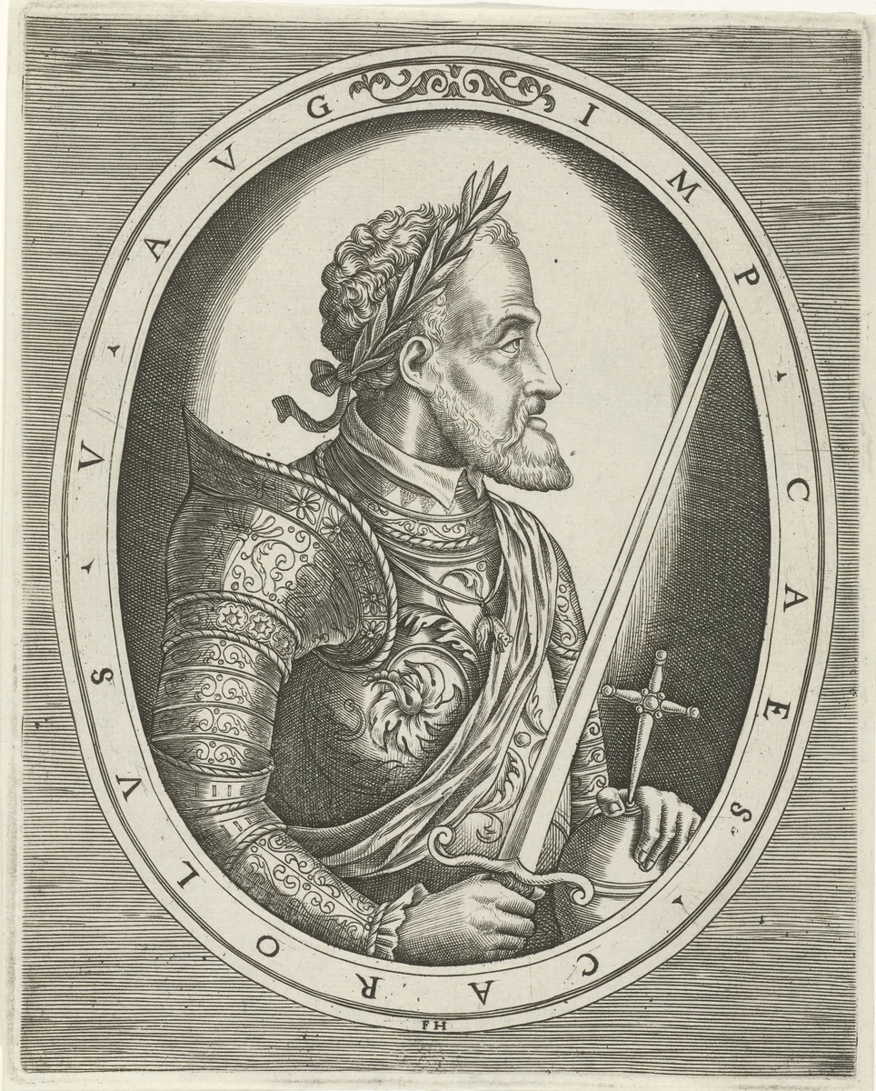 Portret van Karel V van Habsburg by Unknown, print, 1546-1562