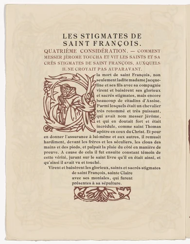 Pictorial initial and tailpiece (page 382) from Les Petites Fleurs de St. François (The Little Flowers of St. Francis) by Émile Bernard, illustrated book, 1928