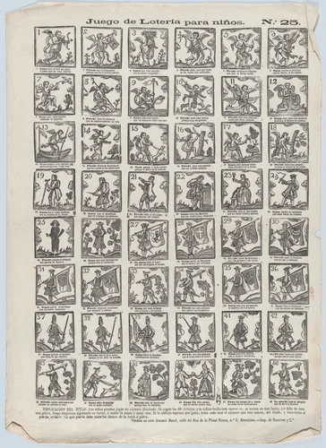 Game of lottery for children by Antonio Bosch, print, 1855-1865