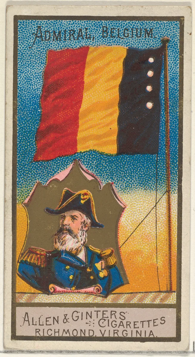 Admiral, Belgium, from the Naval Flags series (N17) for Allen & Ginter Cigarettes Brands by Allen & Ginter, print, 1886-1891