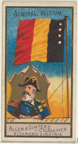 Admiral, Belgium, from the Naval Flags series (N17) for Allen & Ginter Cigarettes Brands by Allen & Ginter, print, 1886-1891