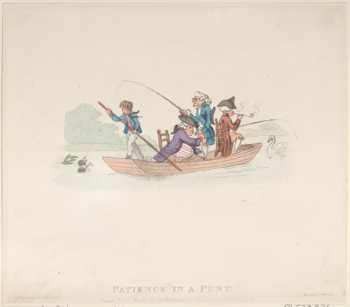 Patience in a Punt by Thomas Rowlandson, print, 1803