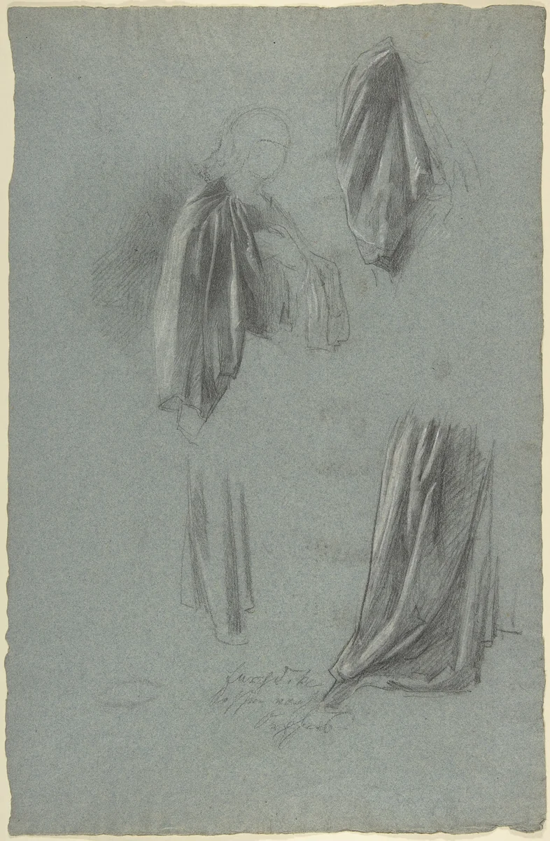 Drapery Studies (recto); Drapery Studies (verso) by Anselm Feuerbach, drawing, 1829-1880