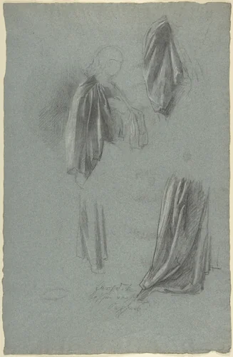 Drapery Studies (recto); Drapery Studies (verso) by Anselm Feuerbach, drawing, 1829-1880