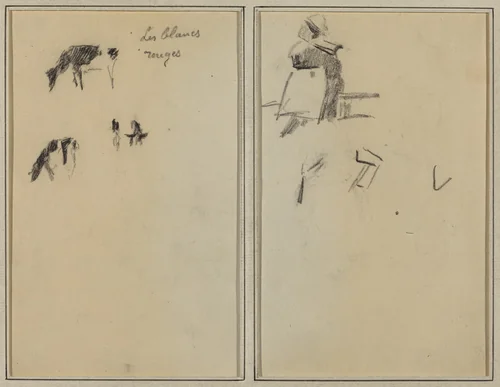Two Cows; A Seated Breton Woman [verso] by Paul Gauguin, drawing, 1884-1888