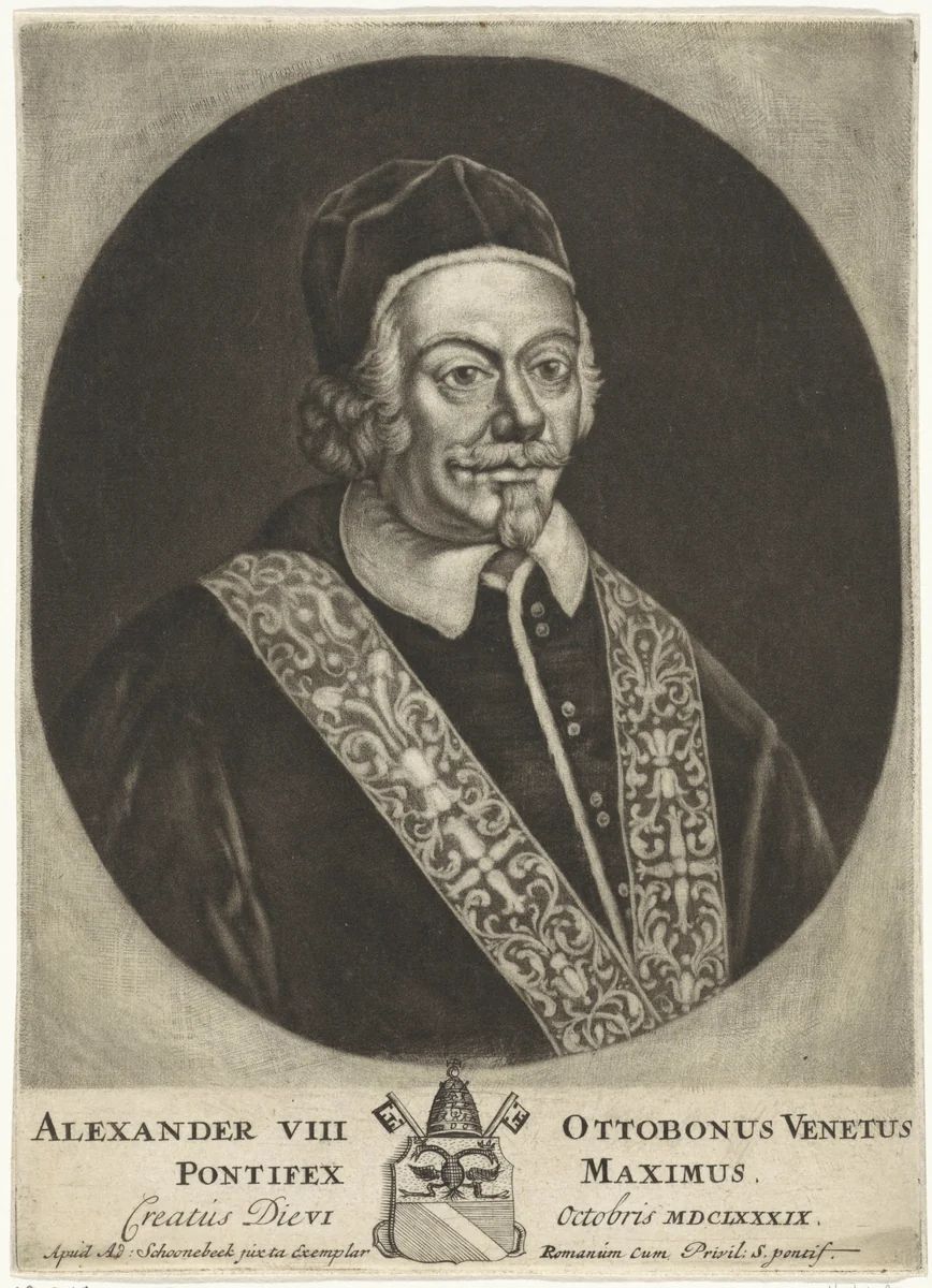 Portret van paus Alexander VIII by anonymous, print, 1689-1714
