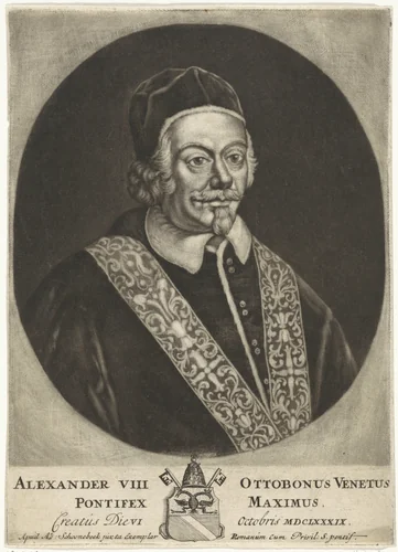 Portret van paus Alexander VIII by anonymous, print, 1689-1714